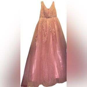 Pink Floral Tulle Full Floor Length Custom Ballgown Long Full Dress Prom Formal🤩